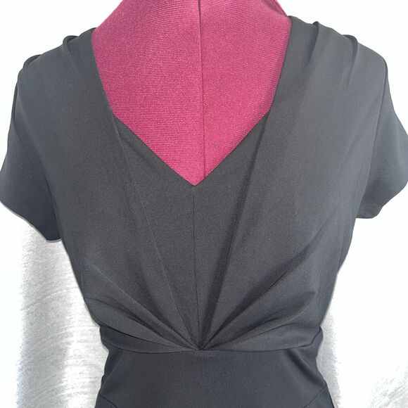 Talbots 4 Black Sheath dress Stretch Career Cocktail Cap Sleeve Excellent - Picture 2 of 9